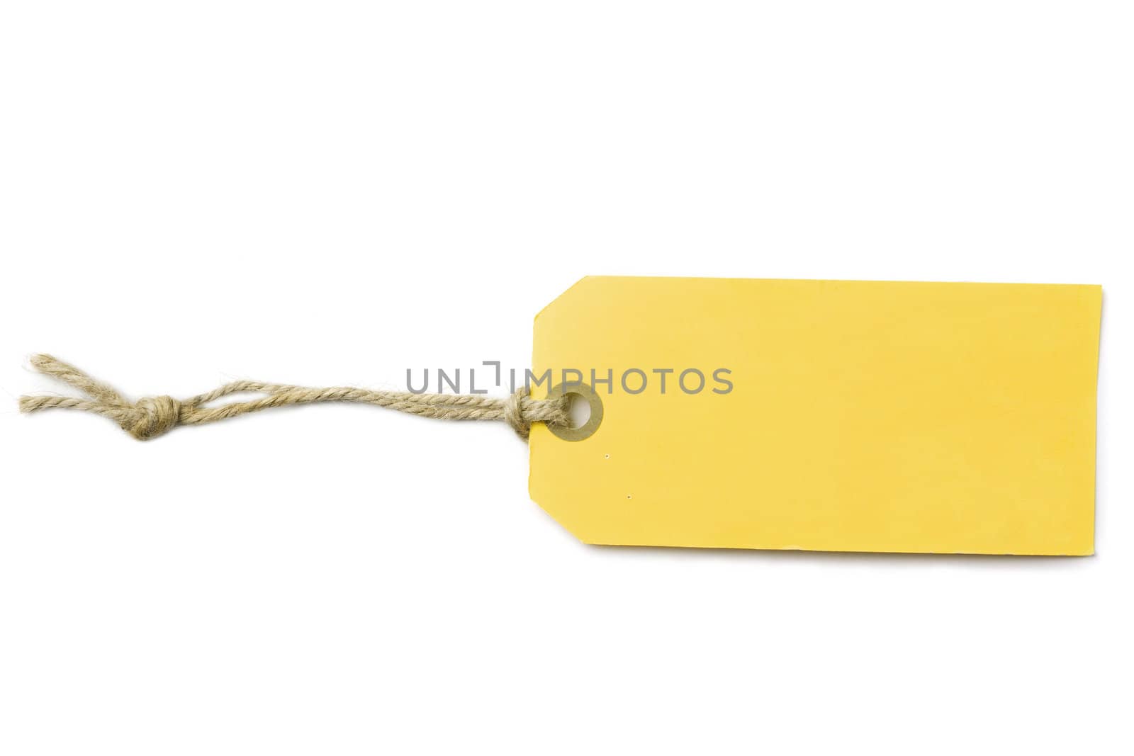 Blank yellow postal tag label isolated on white background