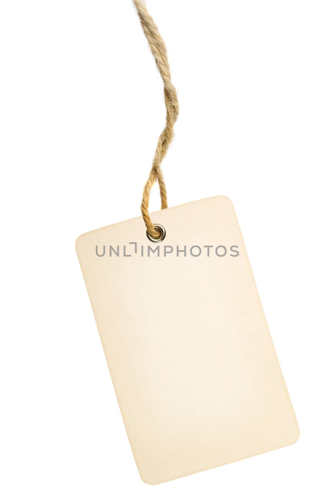 Blank tag hanging over white background