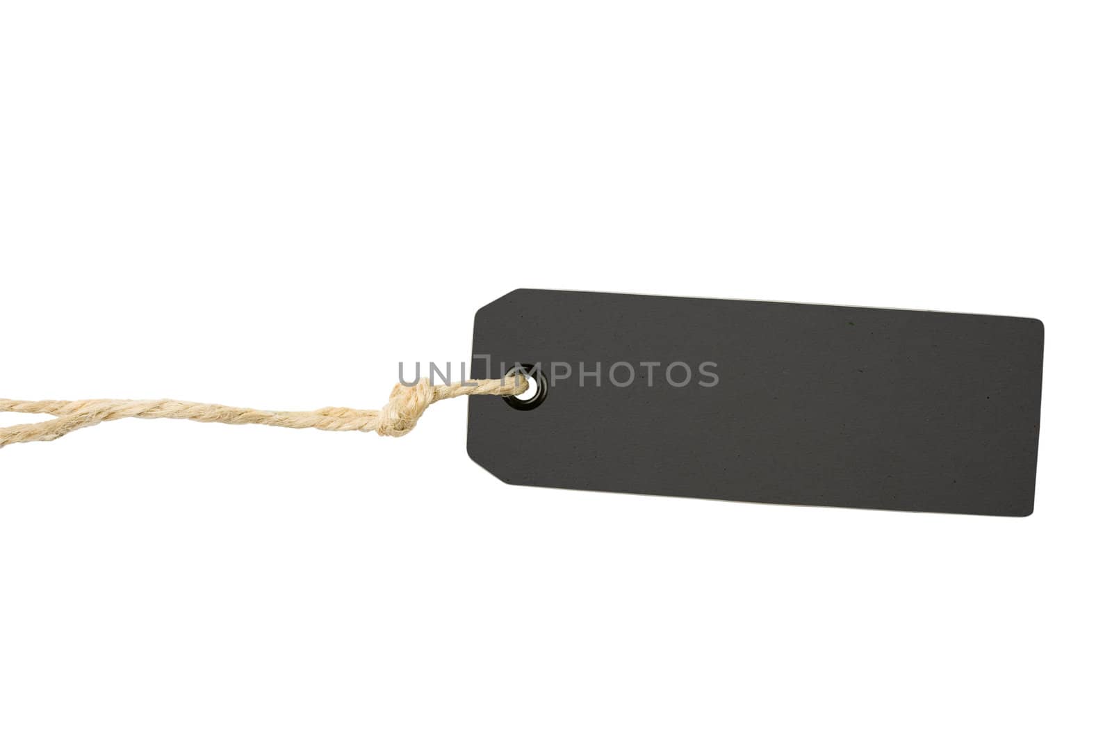 Blank black product info label isolated on white background with clipping path