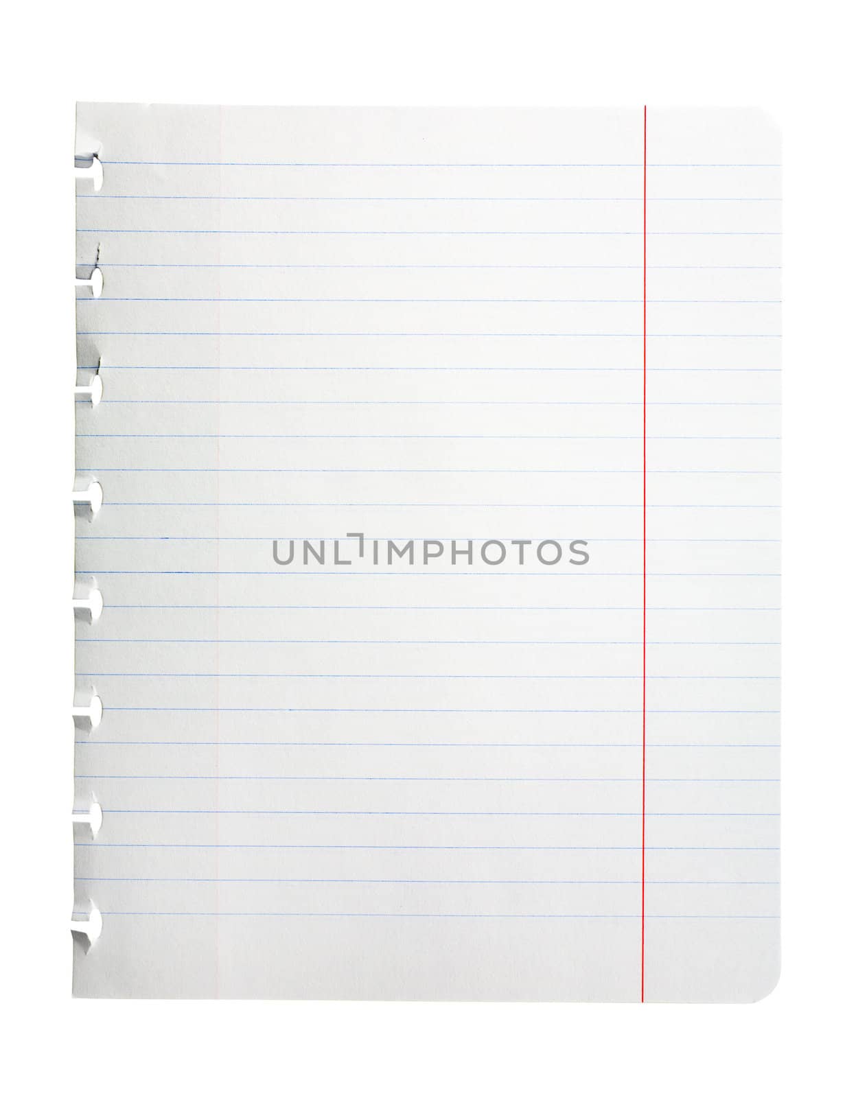 Single sheet of notepad paper isolated on white with clipping path