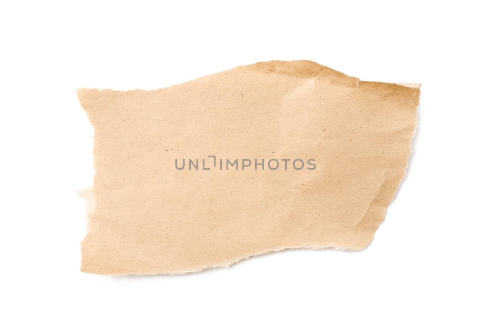 Bit of brown packaging paper isolated on white background with shadow