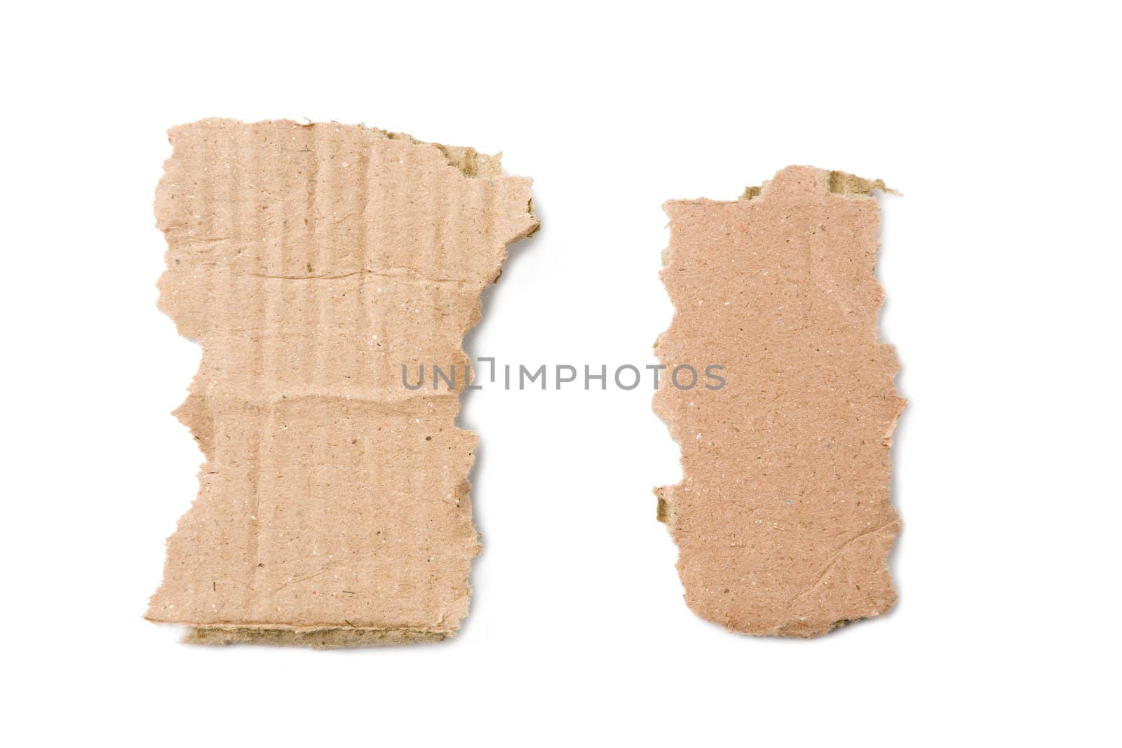 Two bits of cardboard isolated on white background