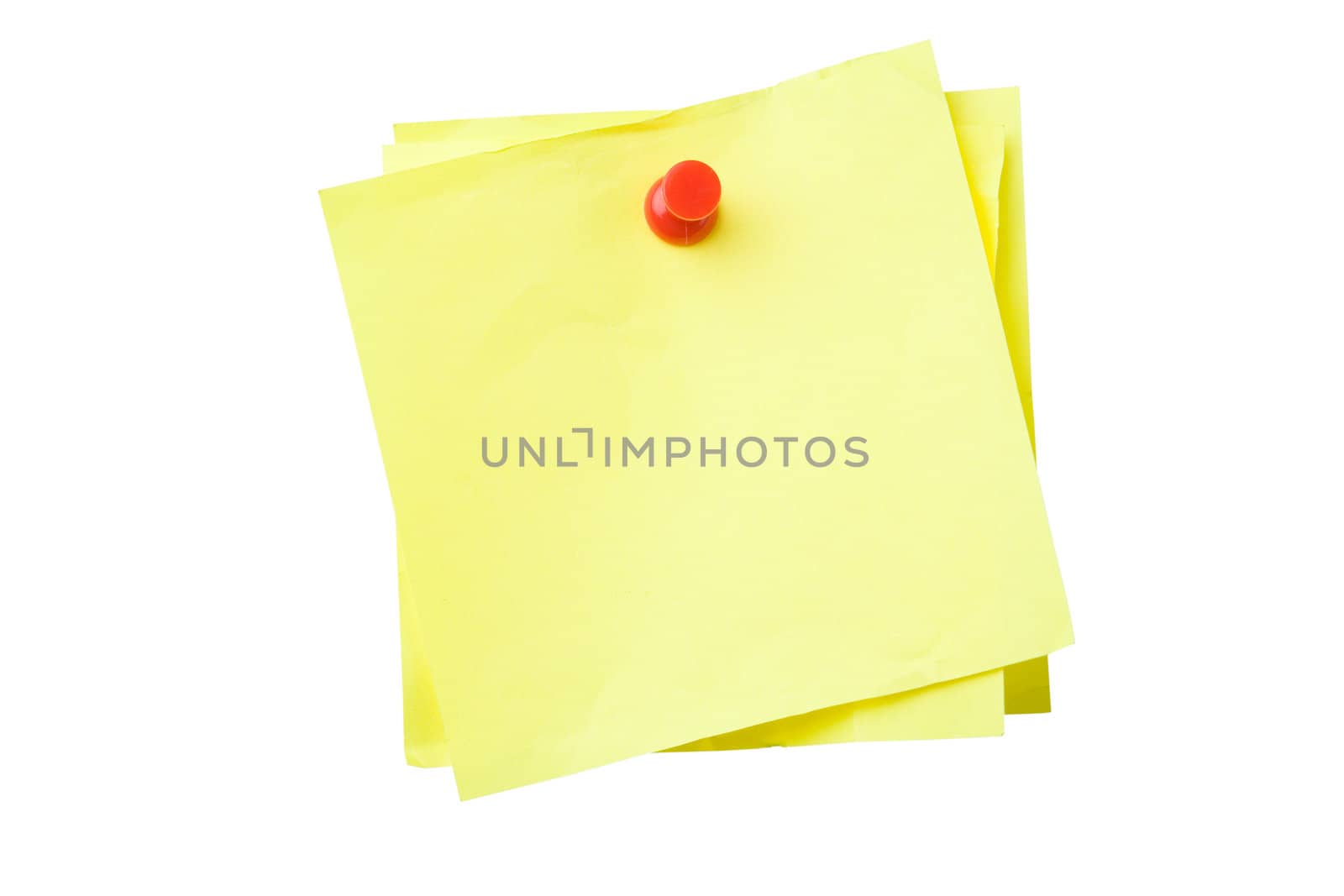 Yellow sticky notes isolated on white background with clipping path