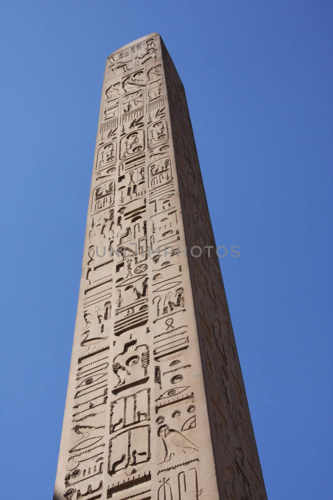 Obelisk Karnak Temple Luxor, Egypt, clear blue sky,copy space