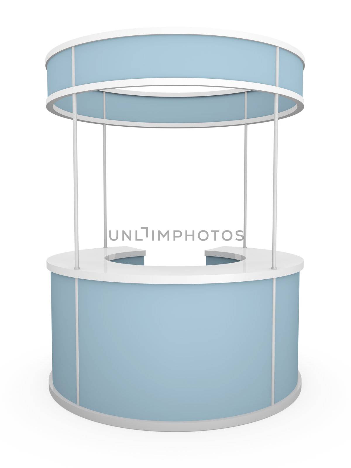 Rounded trade stand. 3D rendered illustration.