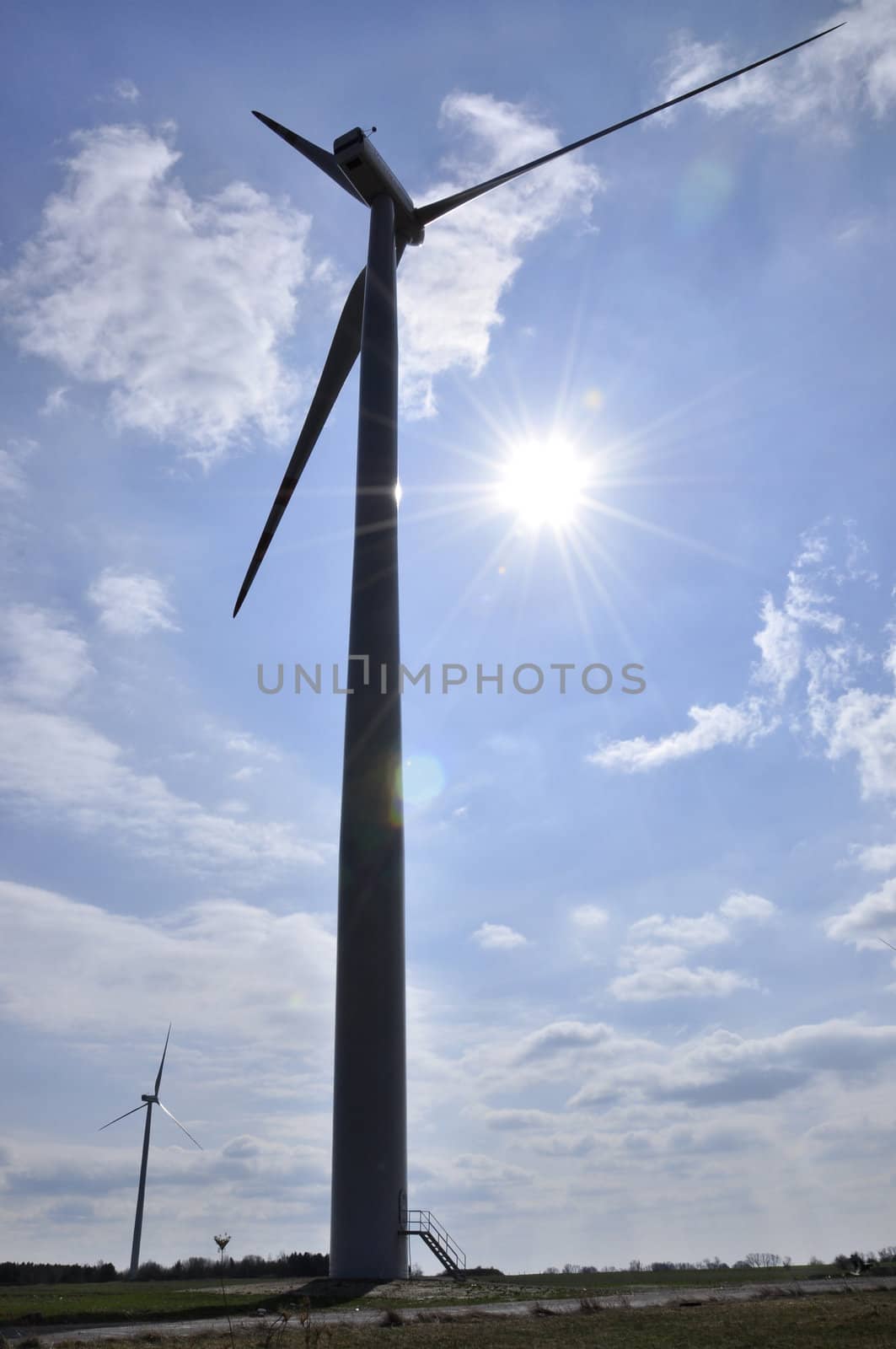 wind turbine on sunny day