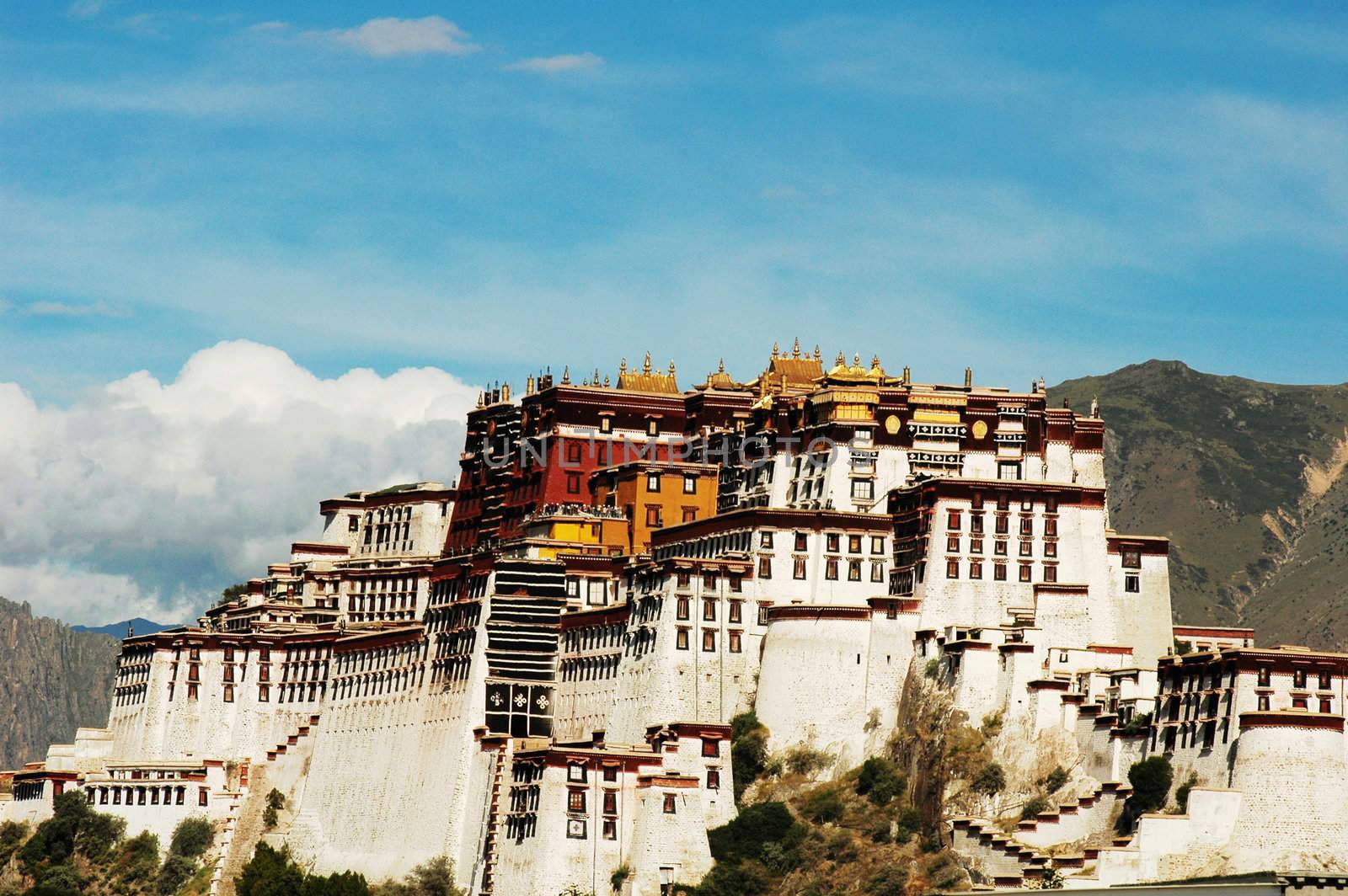 Landscape of the famous Potala Palace in Lhasa Tibet