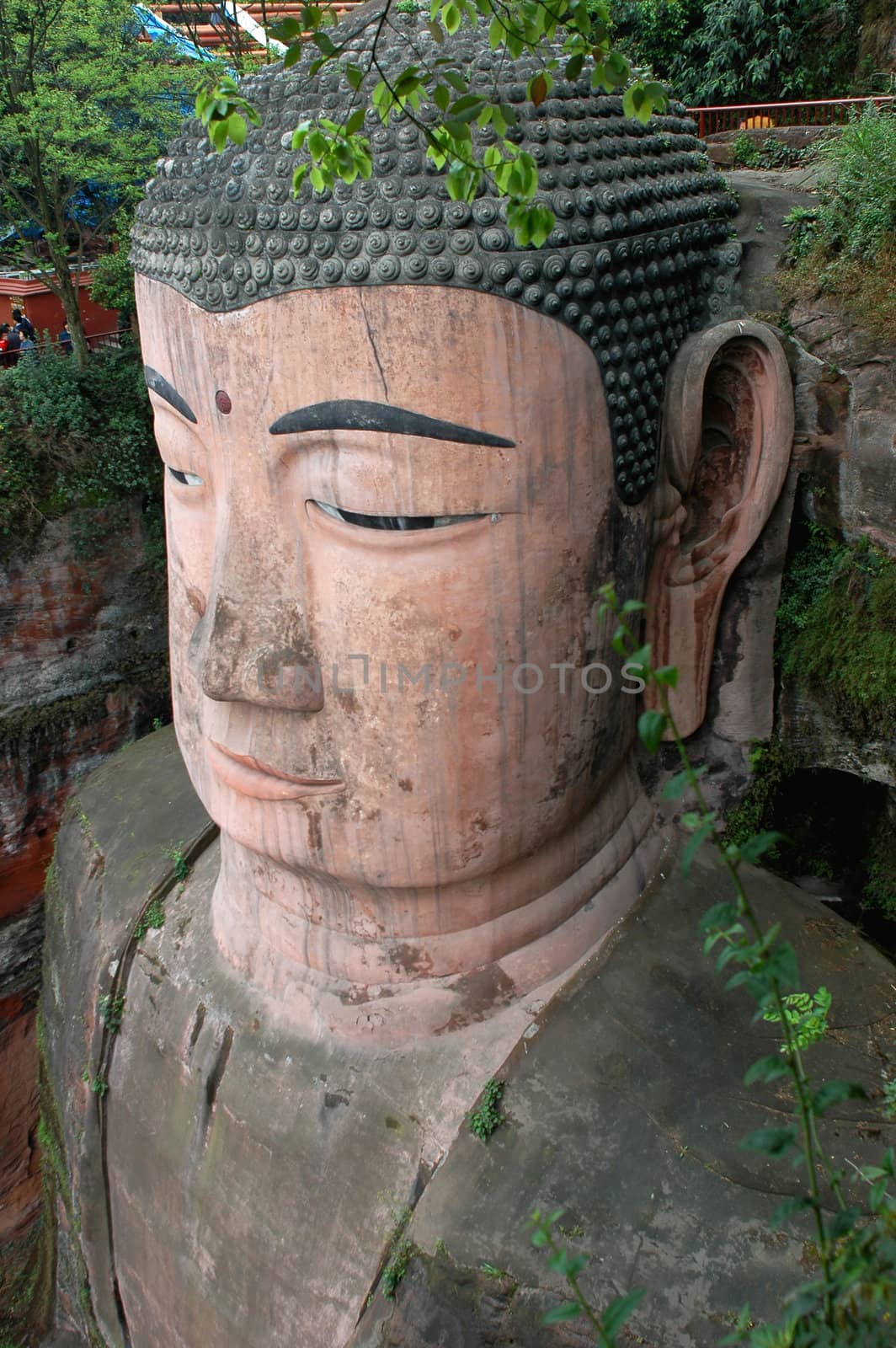 Closeup view of a giant buddha in Sichuan,China
