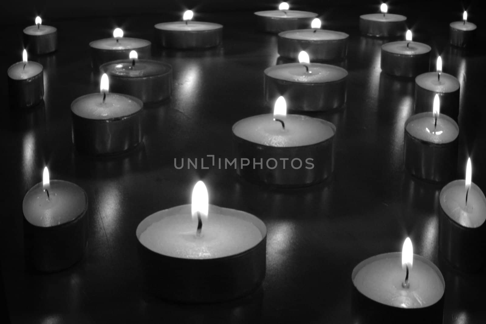 lighted small candles