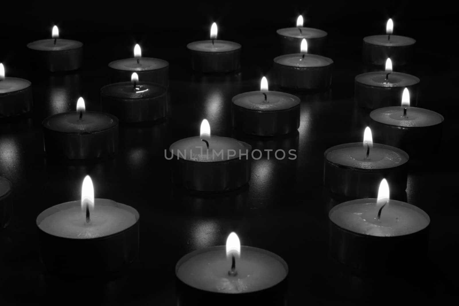 lighted small candles