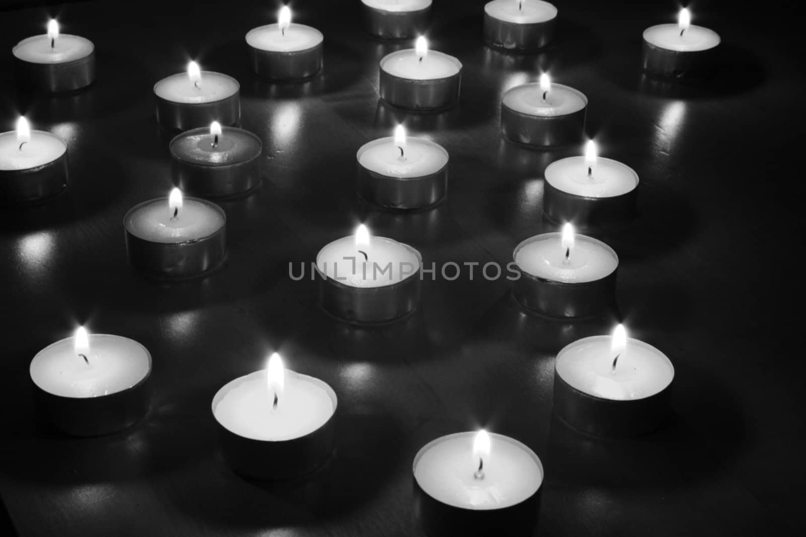 lighted small candles