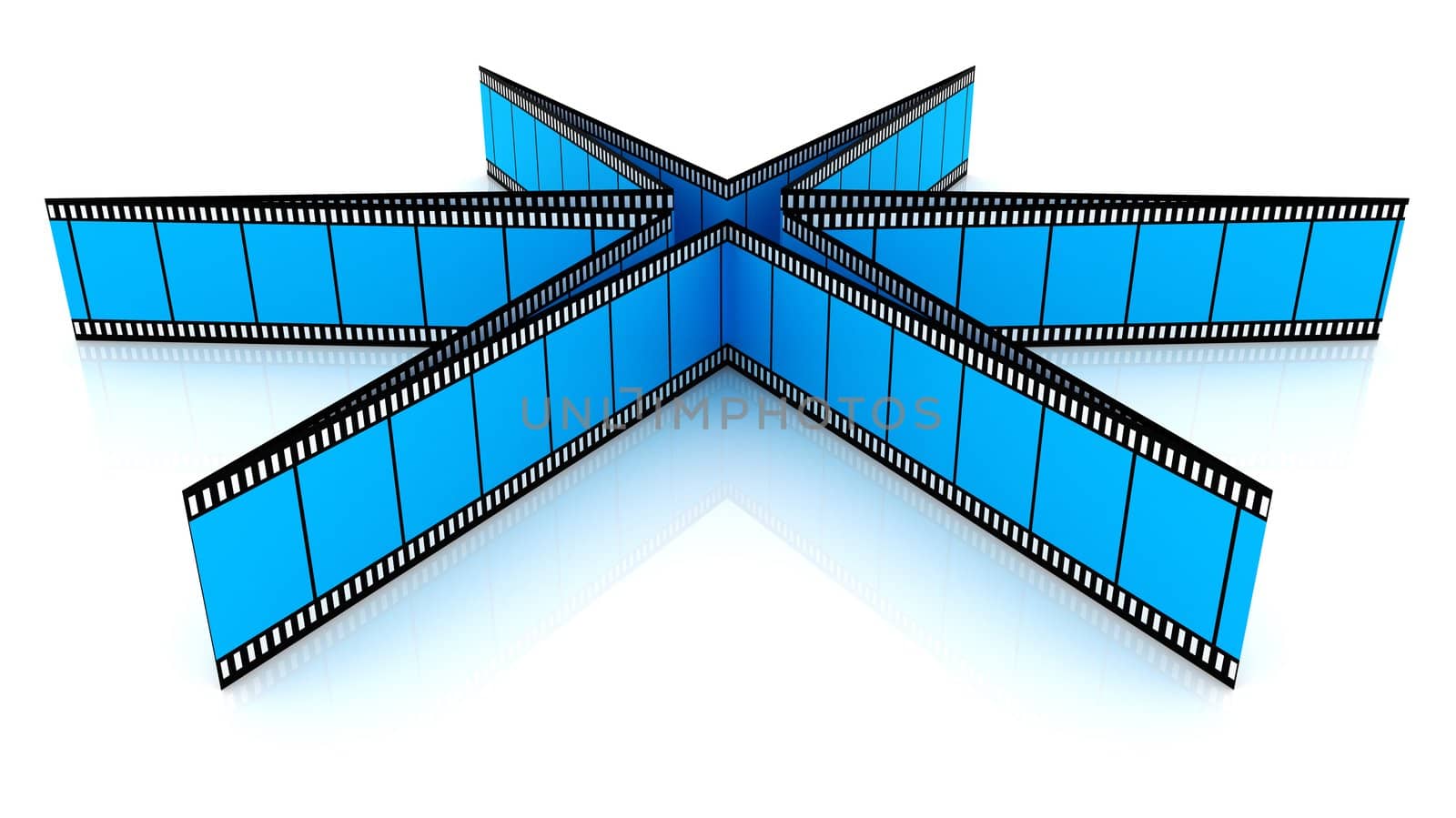 Orange 3d blank films star over white background