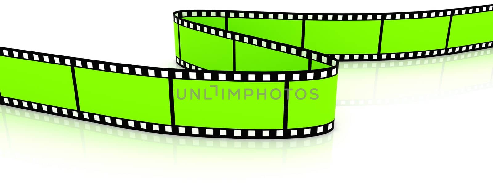 3d blank film zigzag on white backgroung.