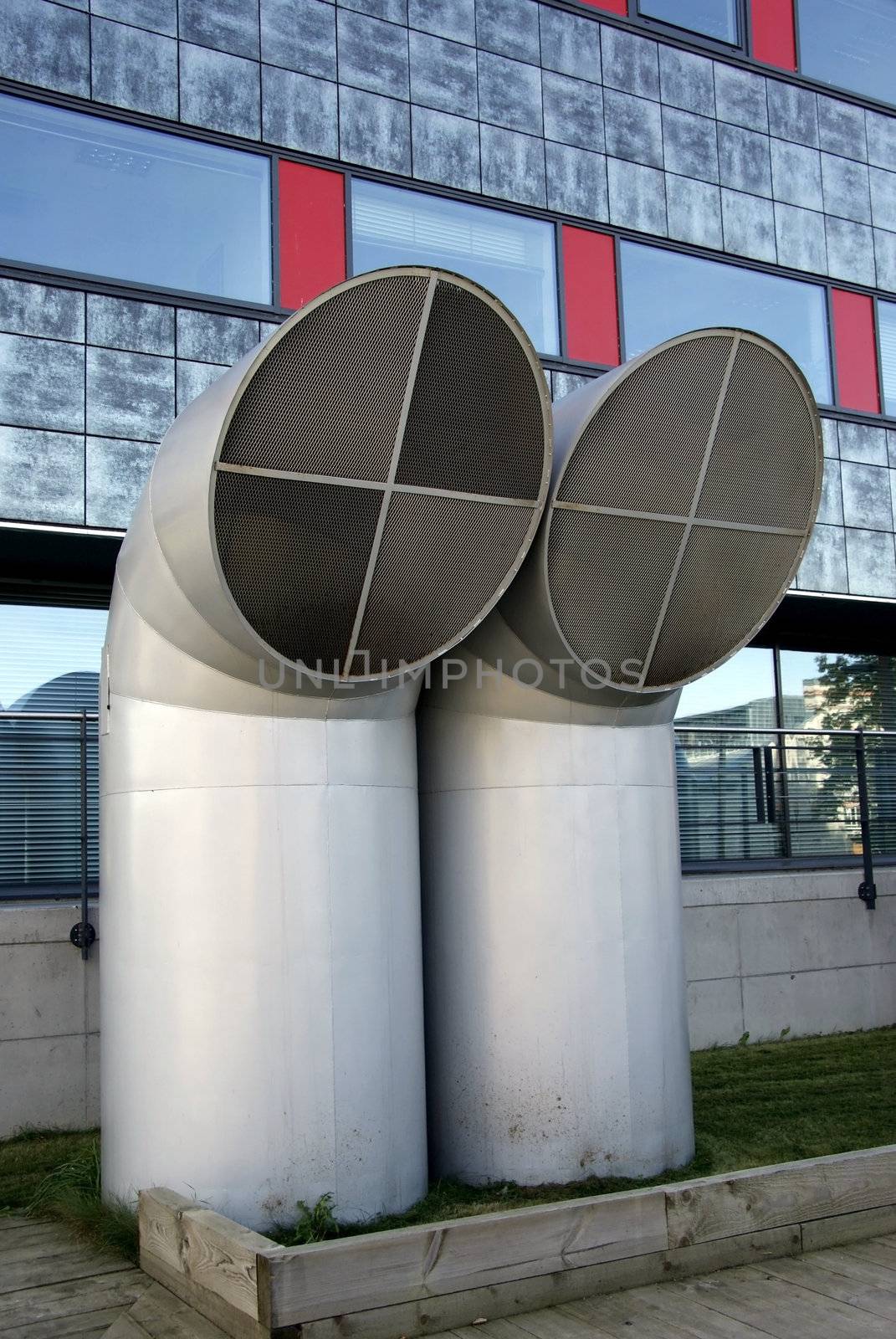 Greater pipes of ventilation are near a building