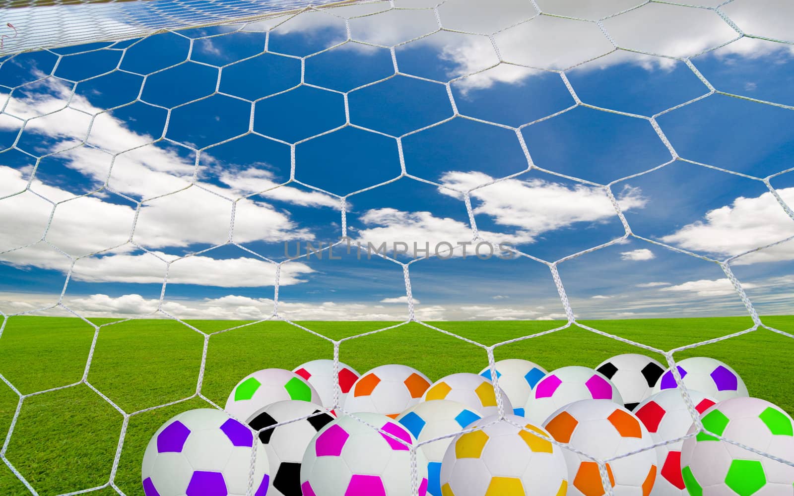 soccer goal under the blue sky
