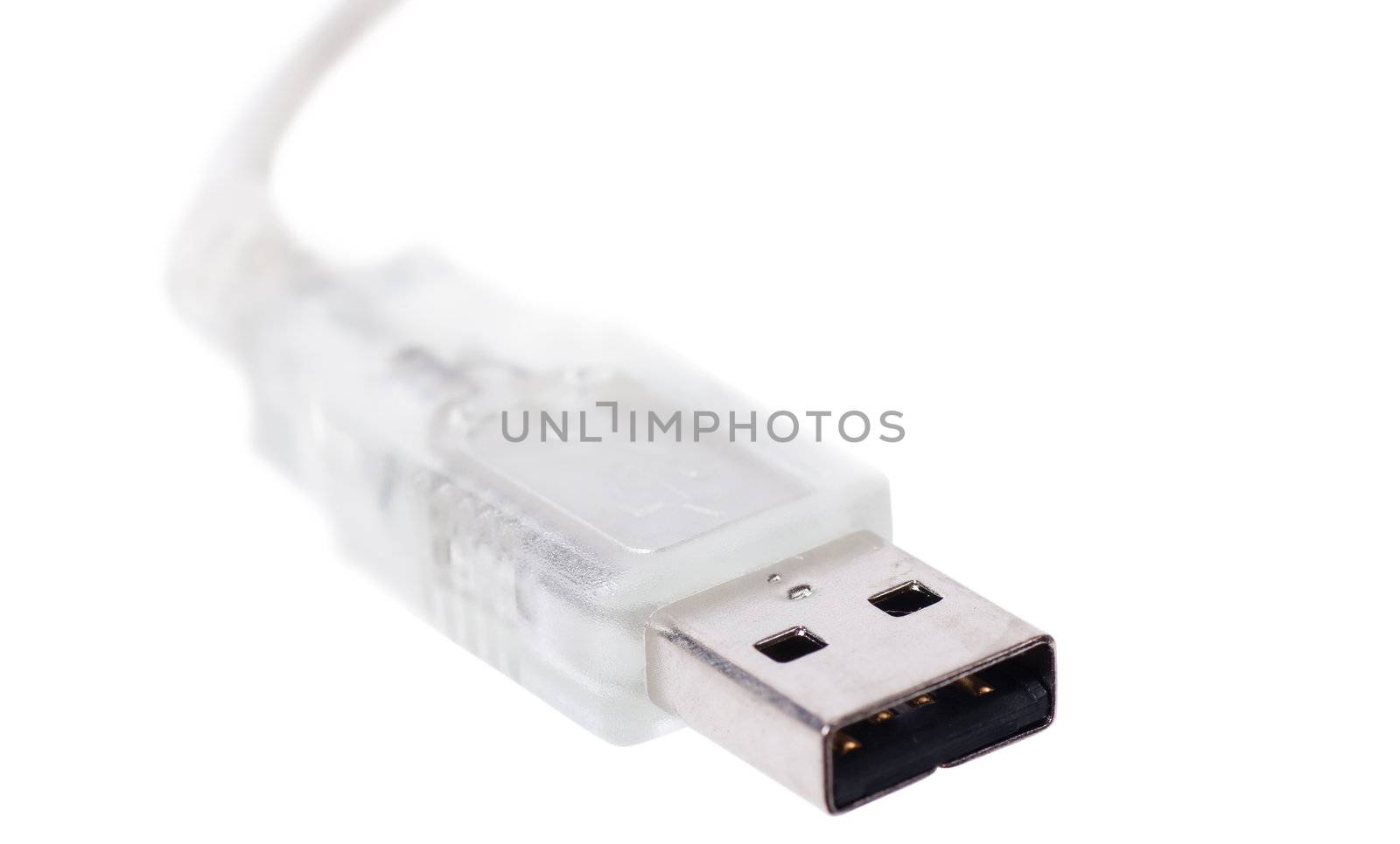 Usb cable plug on the white background