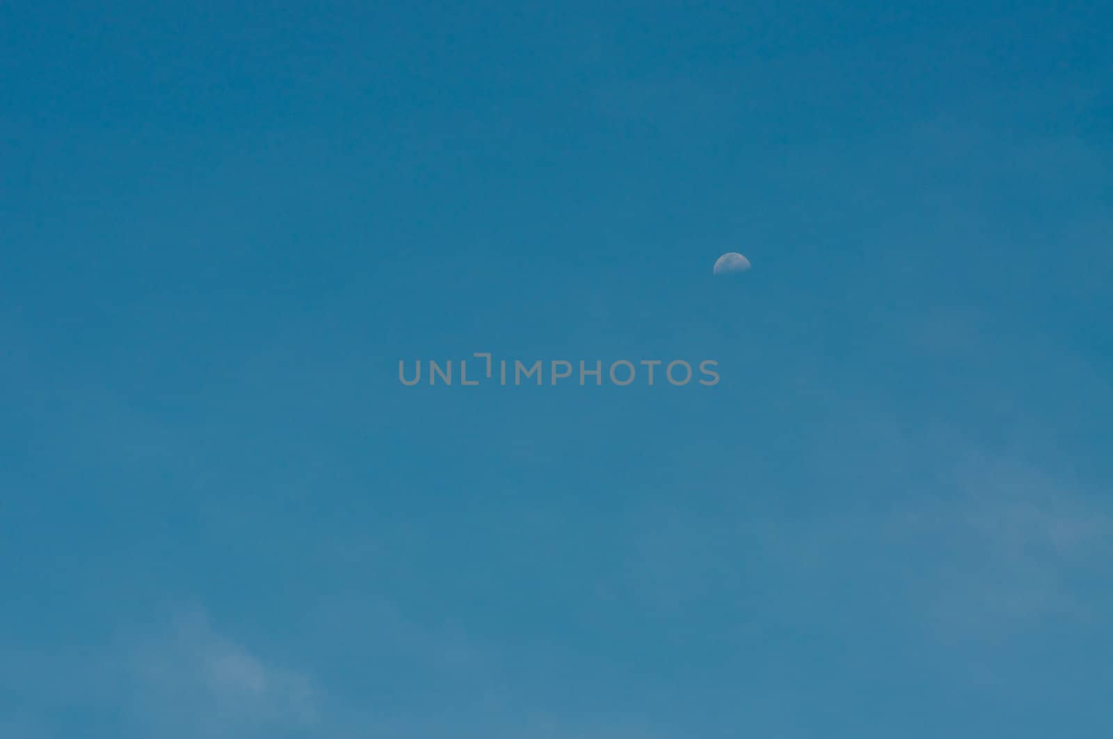 the colorful of blue sky and the moon in a day