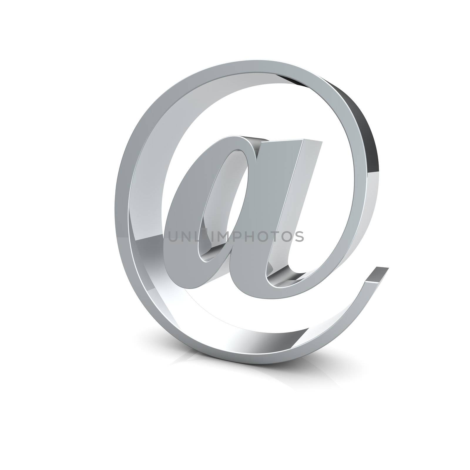 Rendering of an silver e-mail symbol