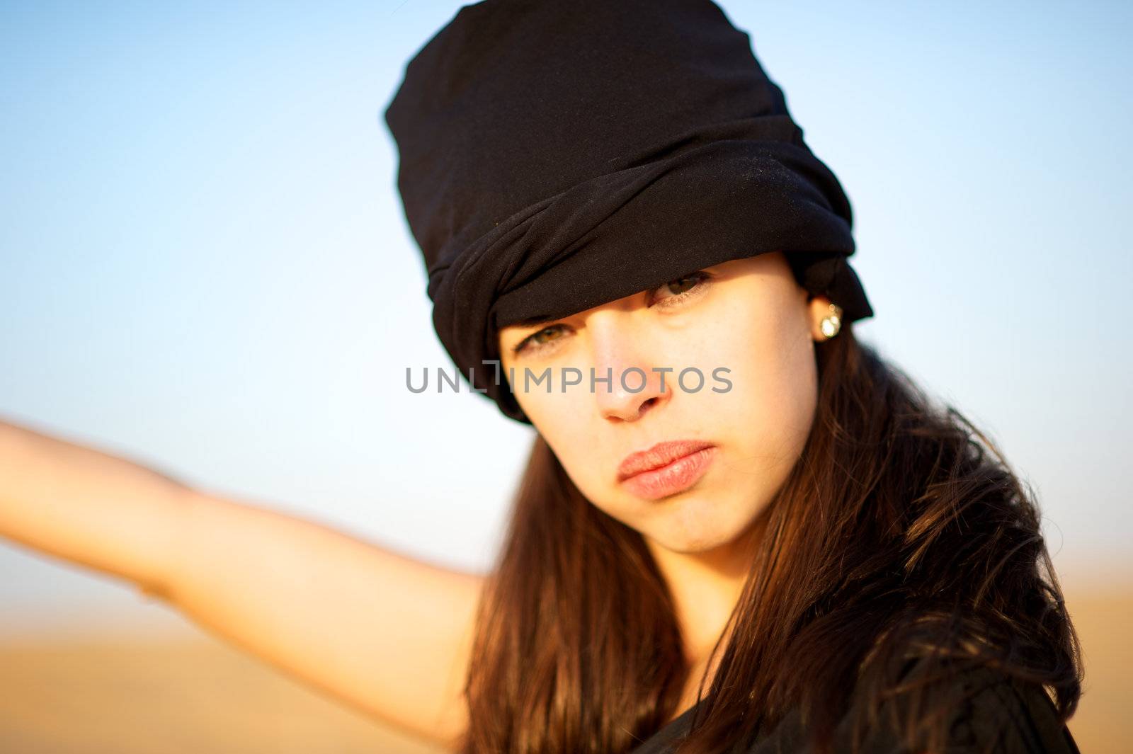 Woman enjoying the desert in Dubai, United Arab Emirates