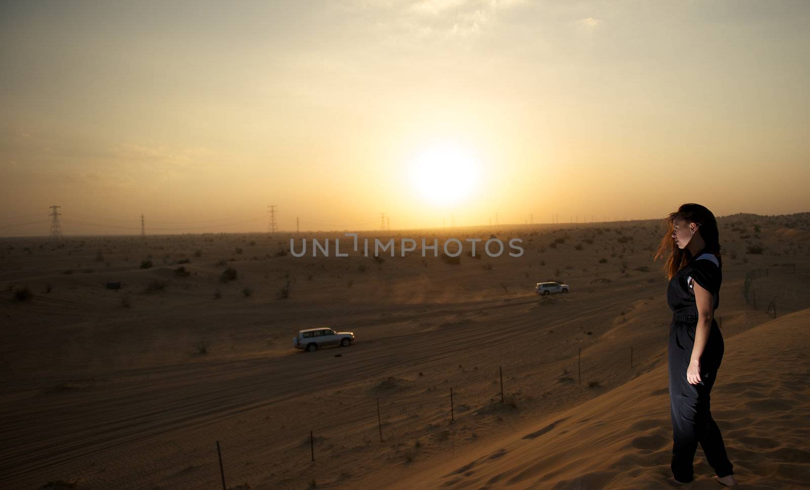 Woman enjoying the desert in Dubai, United Arab Emirates