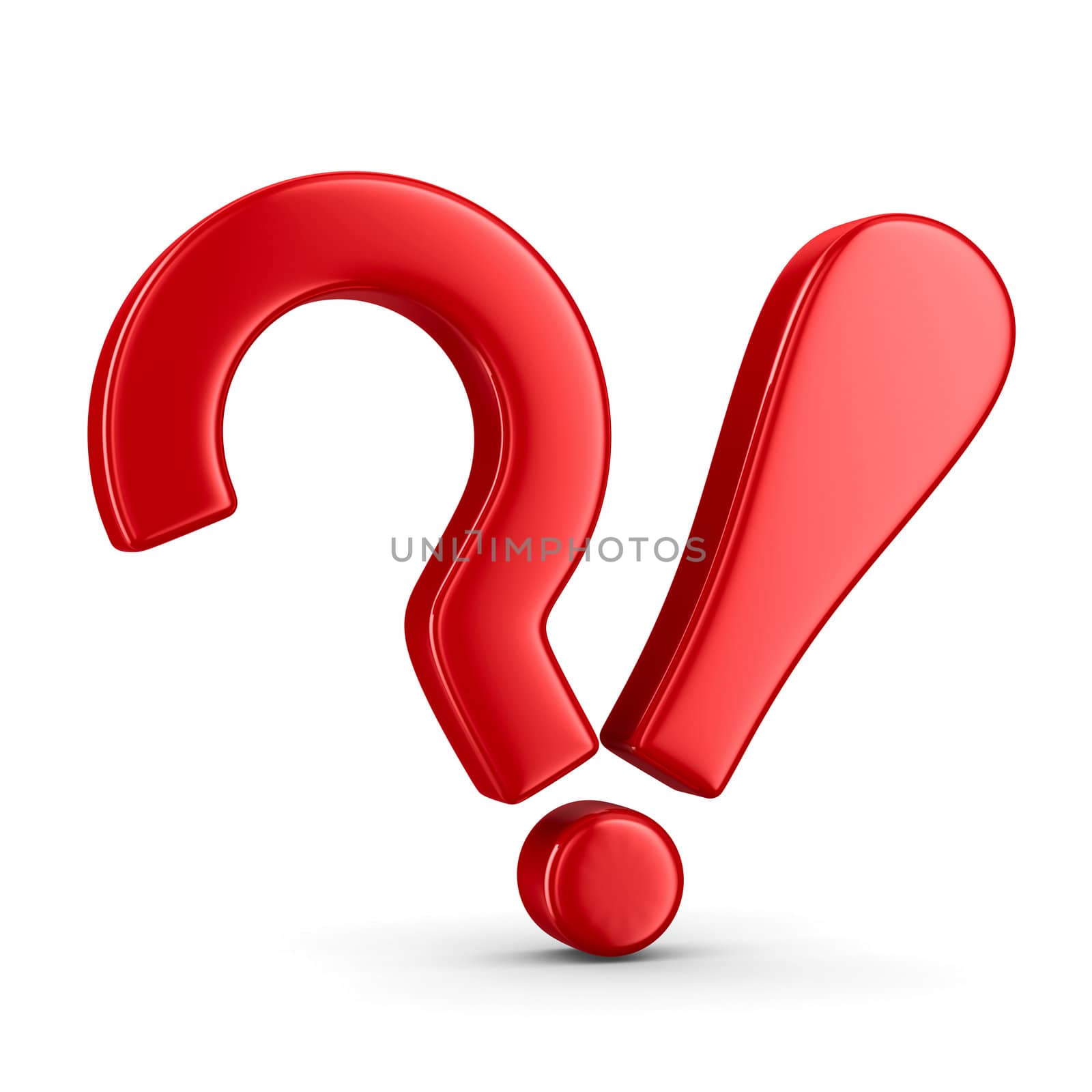 Sign question and exclamation on white. Isolated 3D image