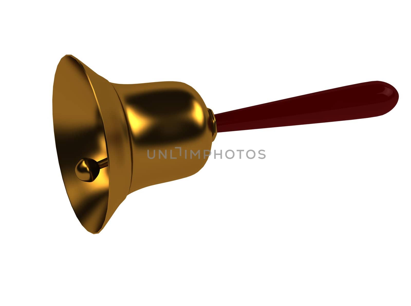 3D school bell on white 3d rendered