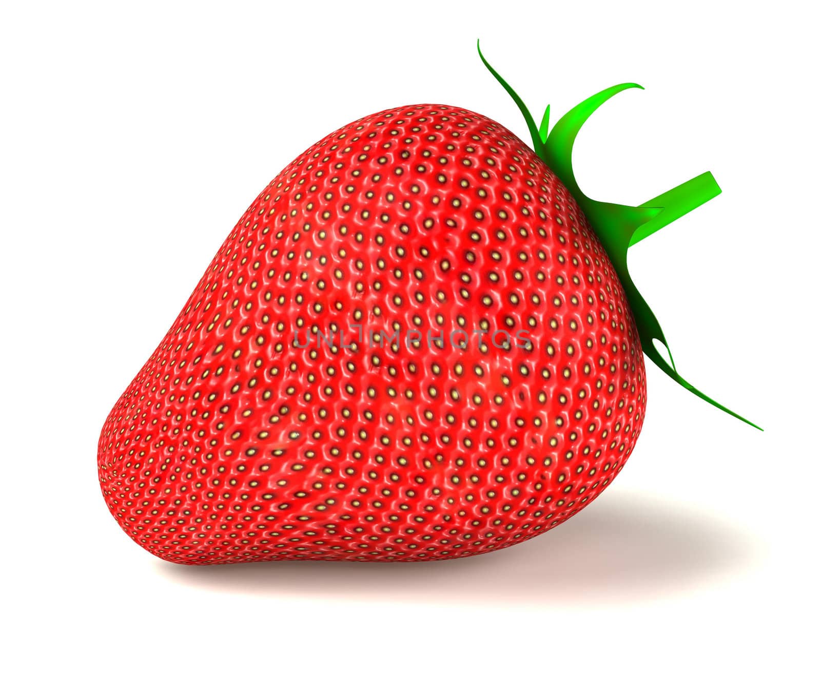 Large strawberry isolated over white 3d rendered