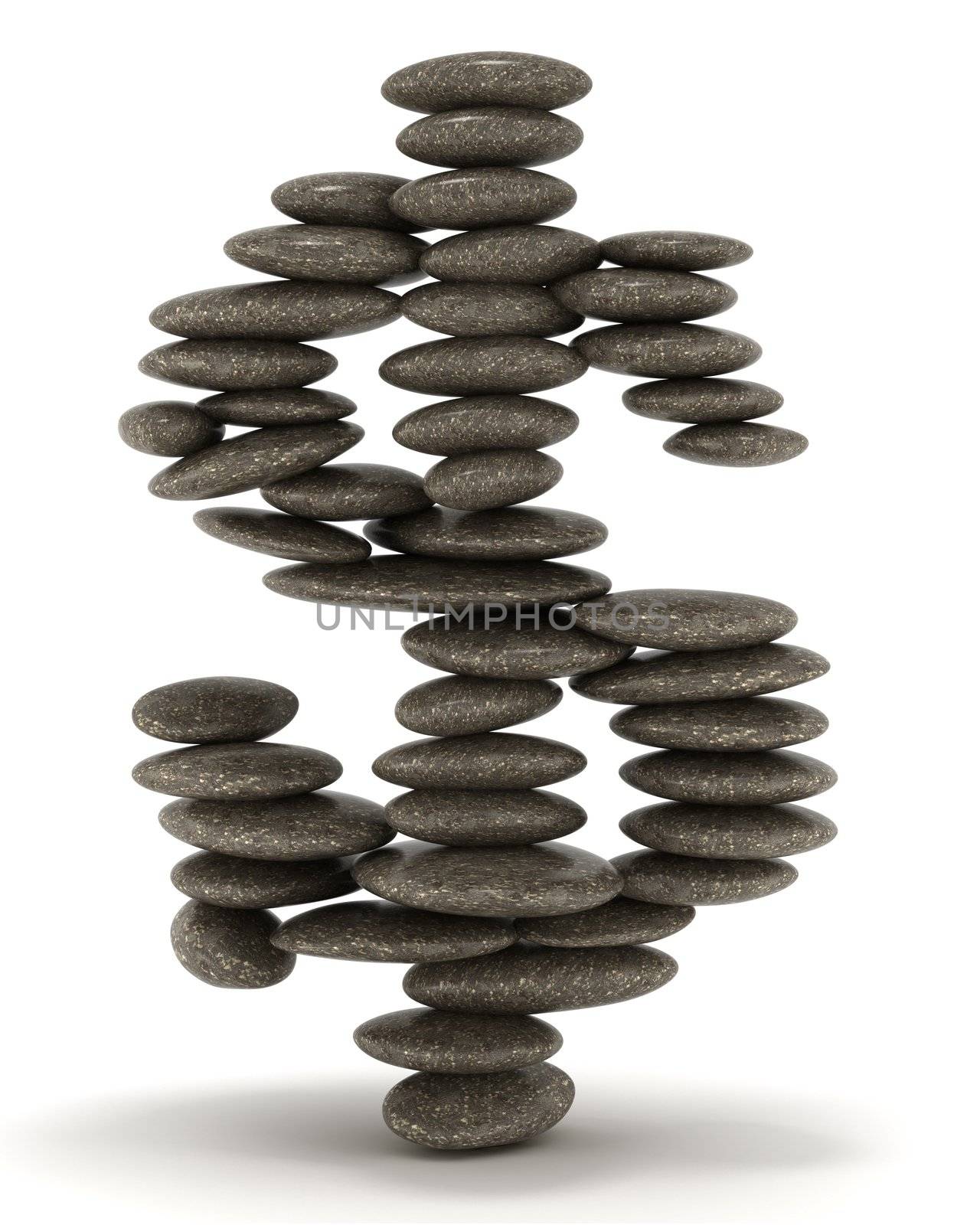 Pebble tower shaped as dollar sign by Arsgera
