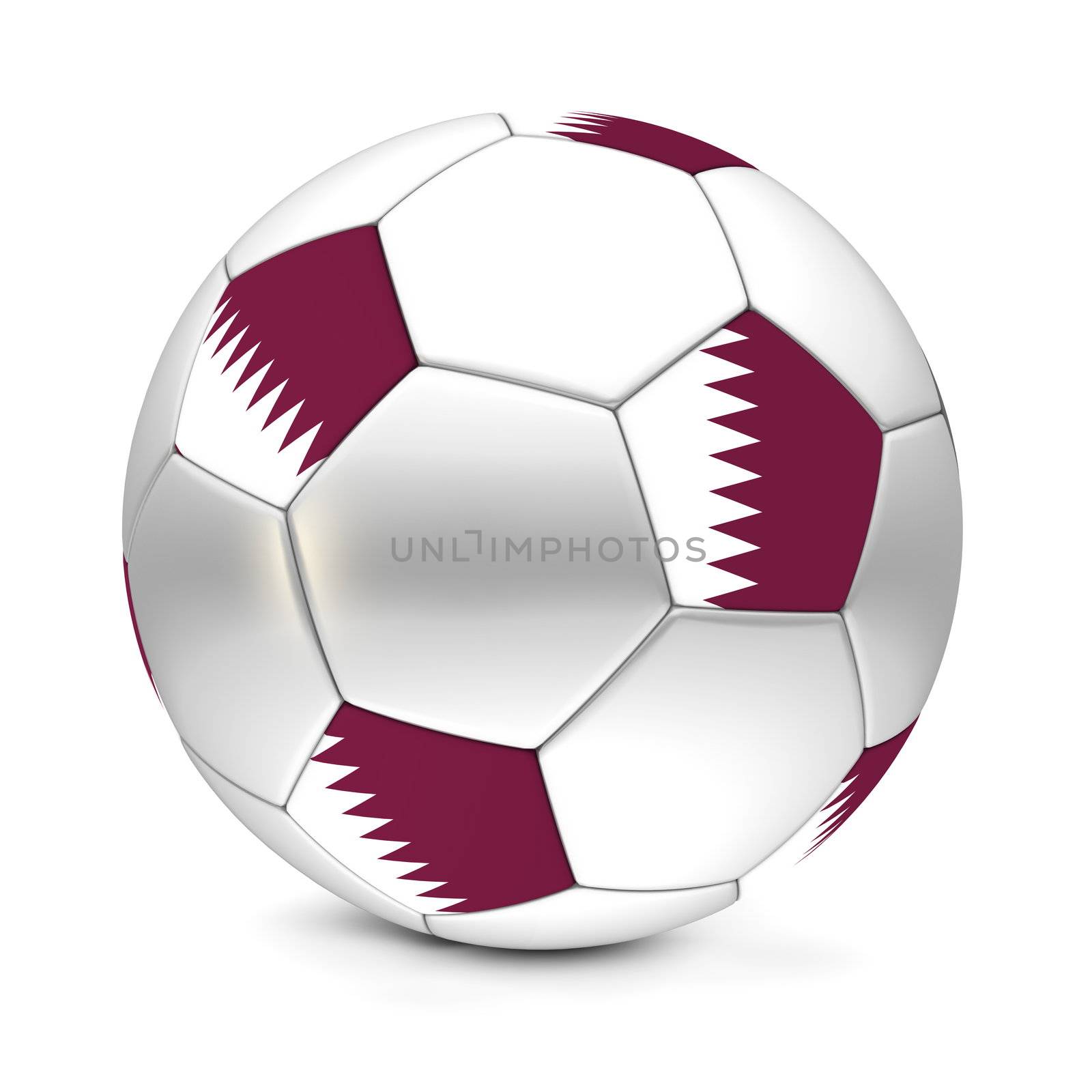 shiny football/soccer ball with the flag of Qatar on the pentagons
