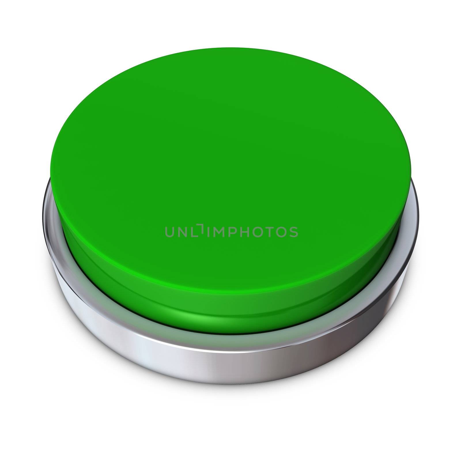 green round push button borderd by a metallic ring - design template