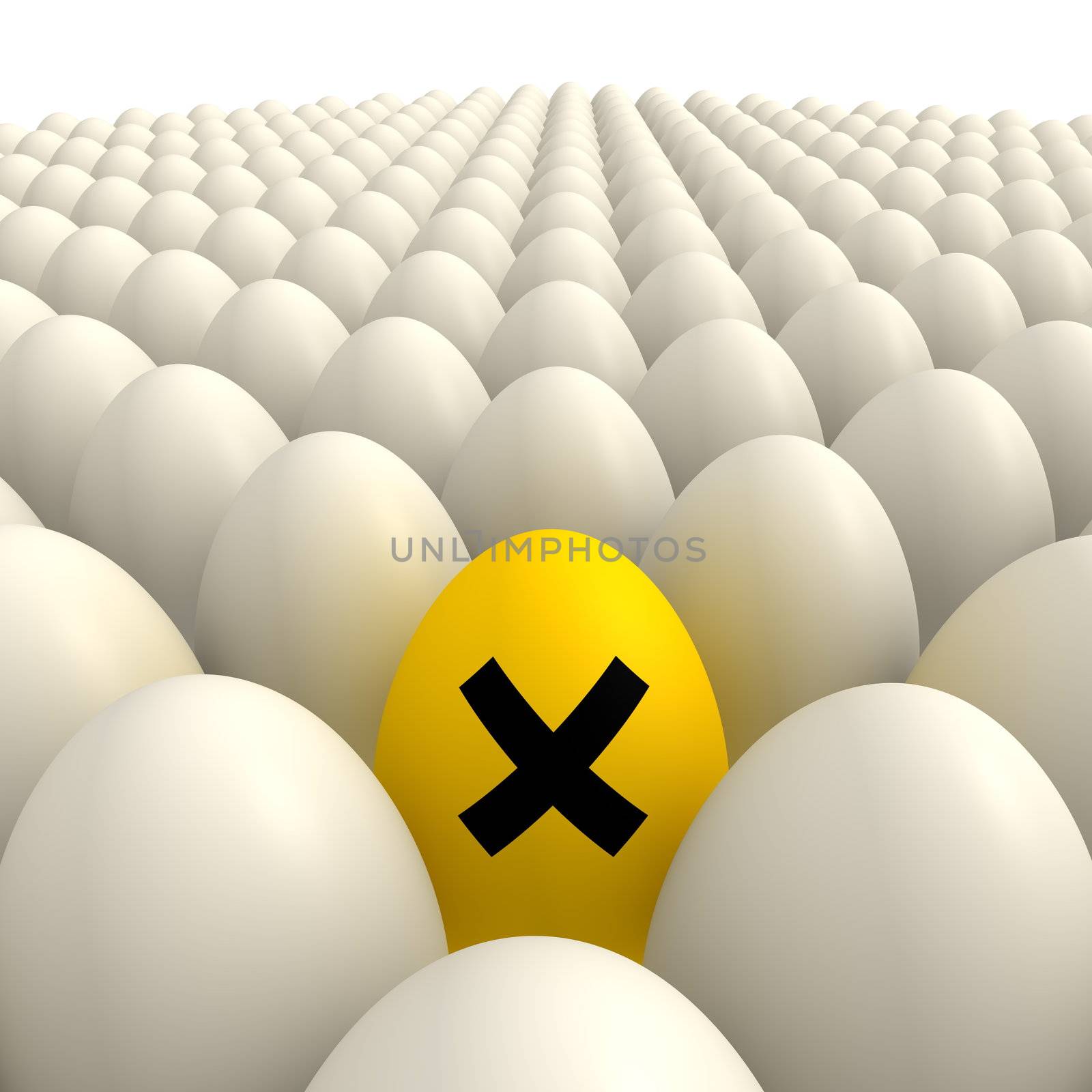 Field of Eggs - One Yellow Irritant Sign Egg by PixBox