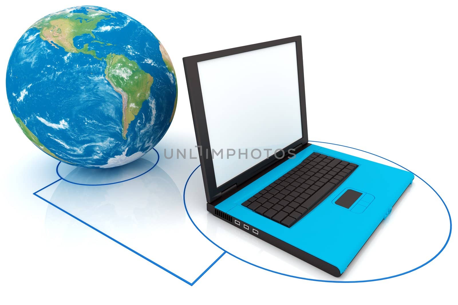 laptop connected to the world internet concept