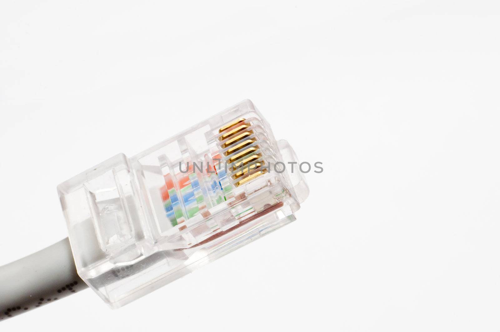 an image of computer network cable on white background