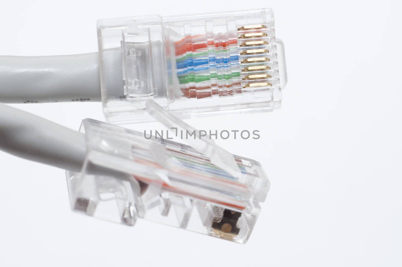 an image of computer network cable on white background