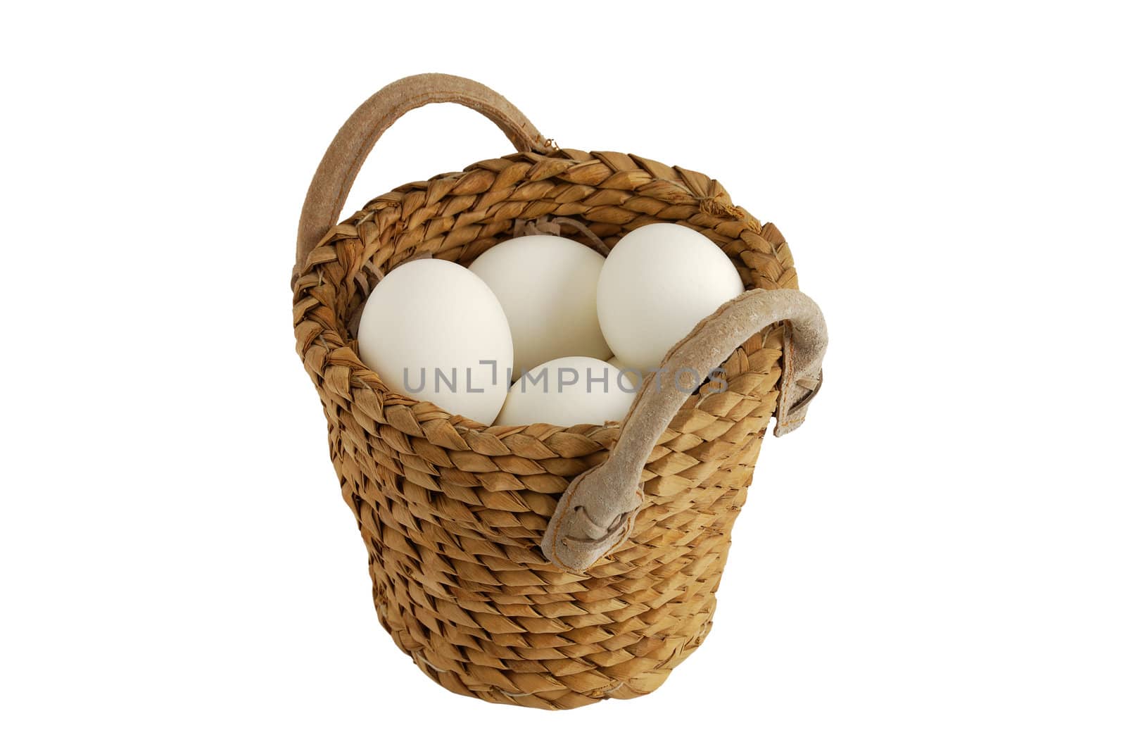 White eggs in    interwoven basket as concept of concentration risk 