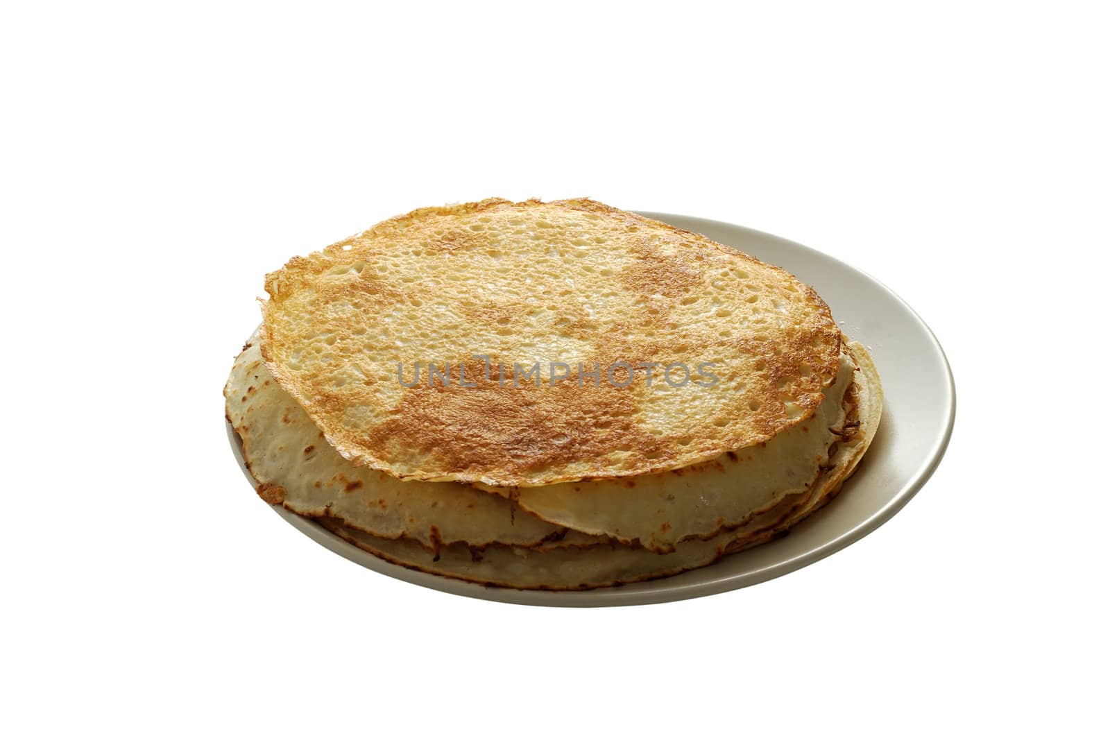 Blini on plate, russian traditional thin round pancakes