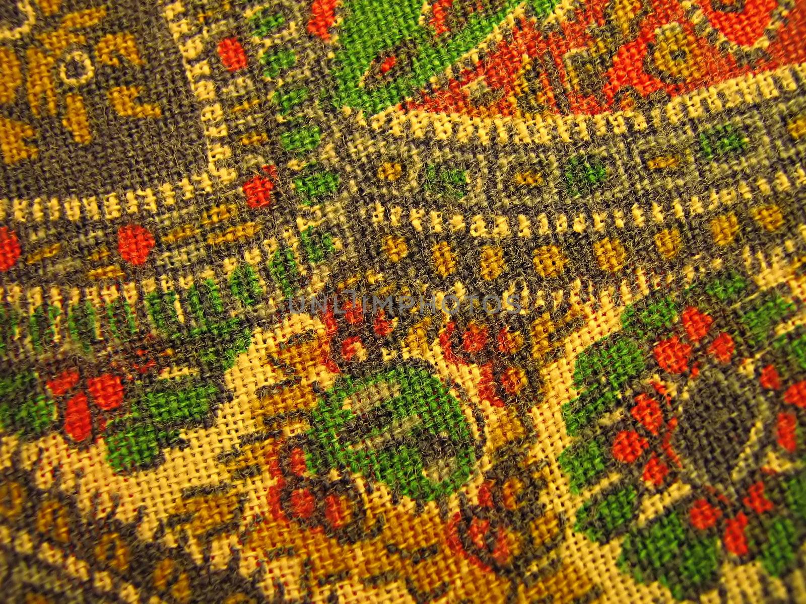 A photograph of paisley fabric detailing its pattern.