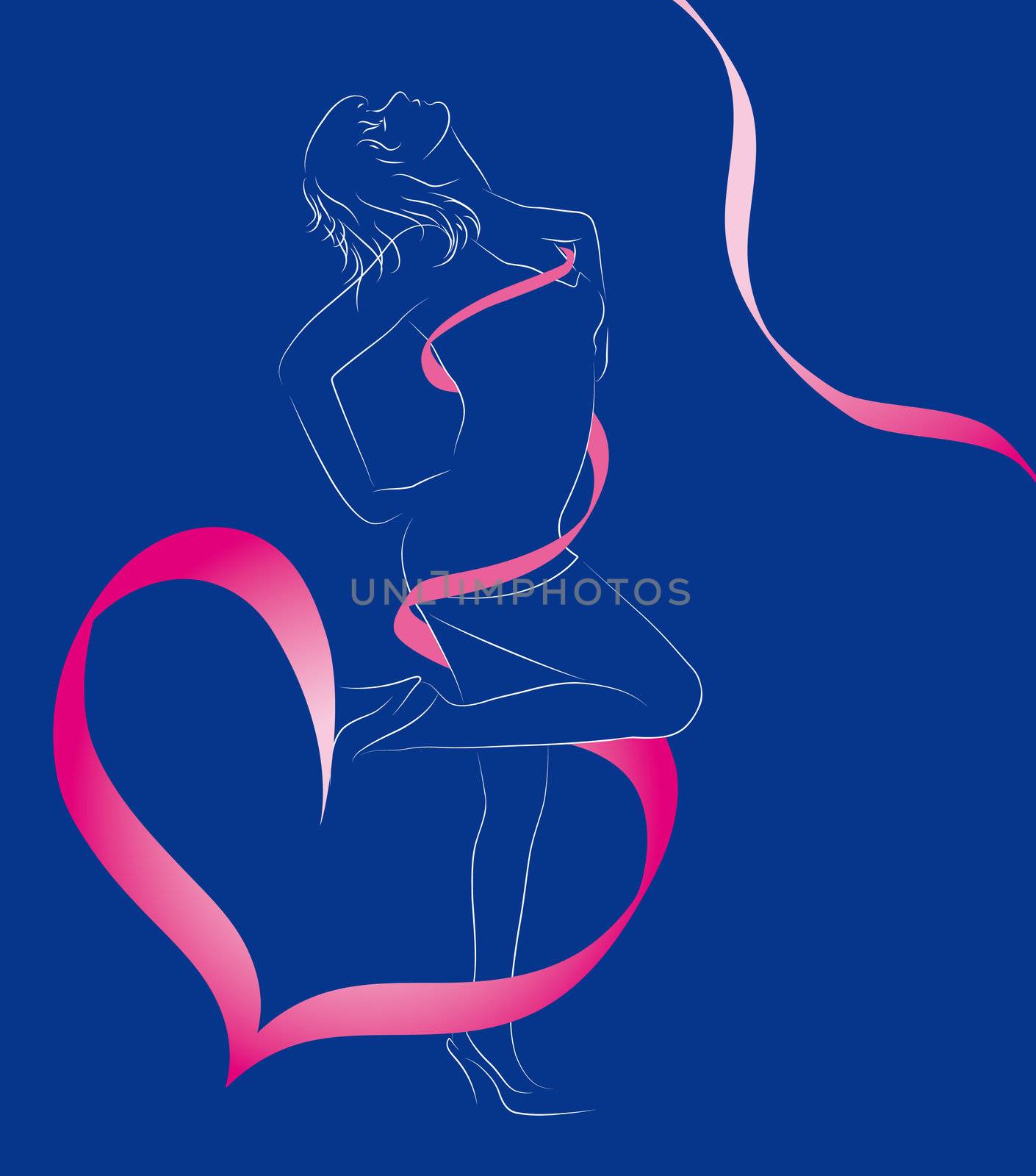 Contour of the girls on a blue background by nat