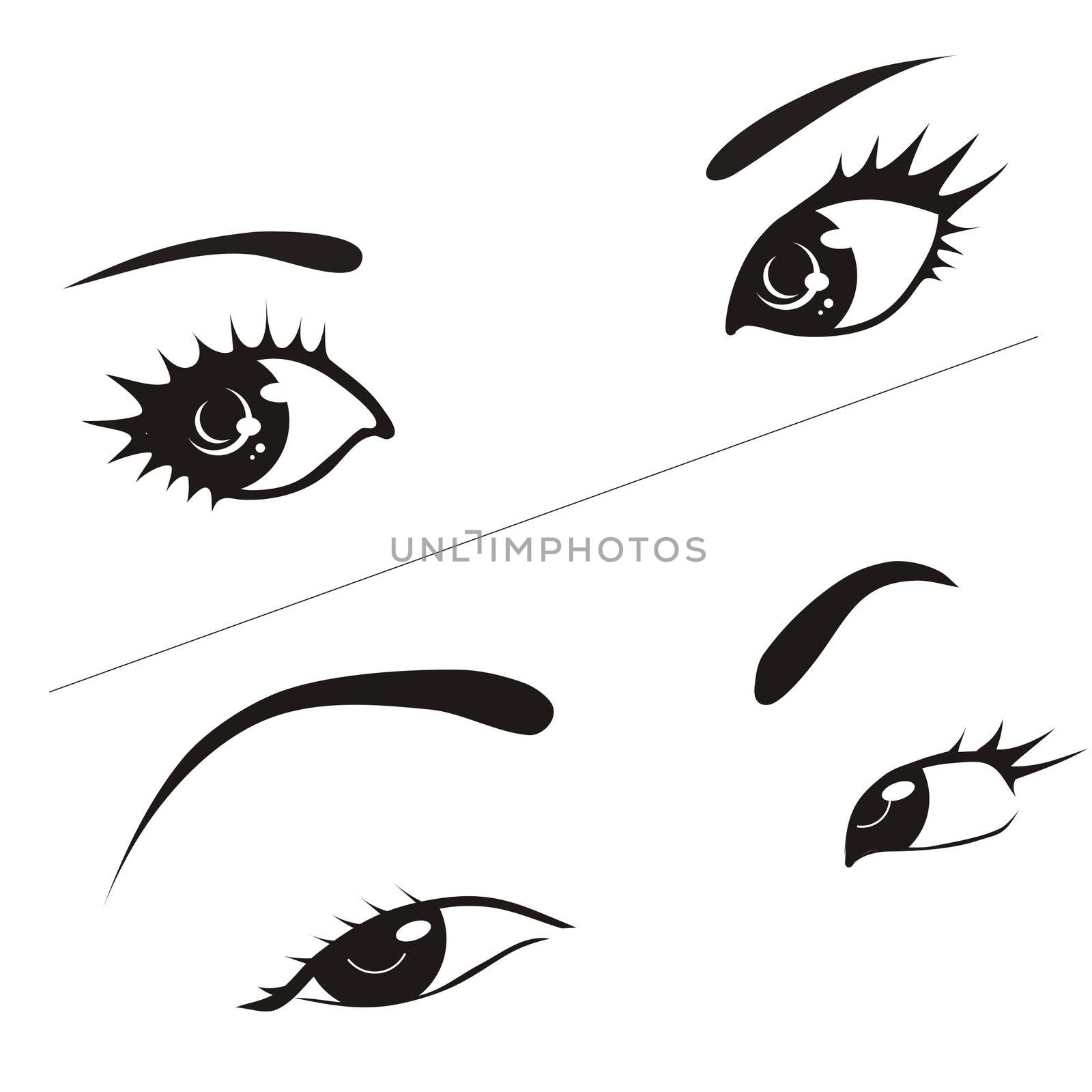 llustration woman's eyes on white background