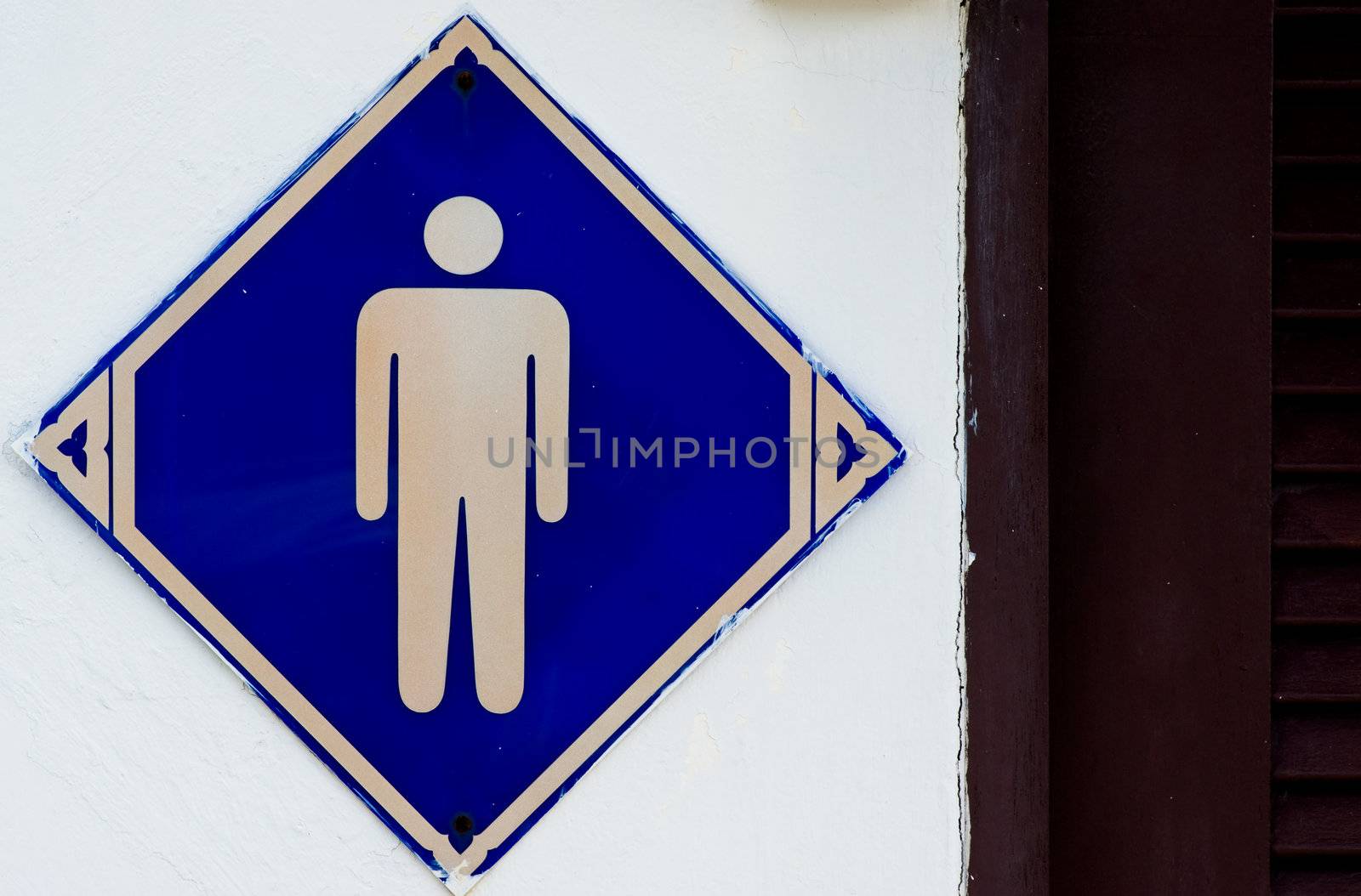 blue gentleman toilet sign