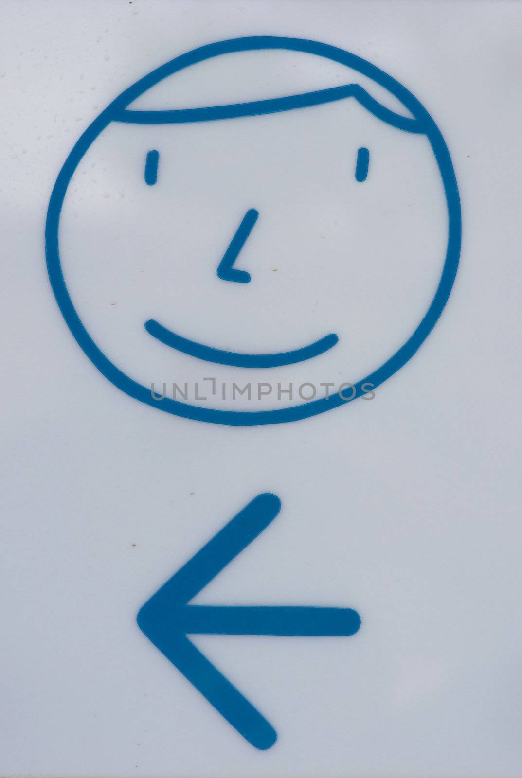 blue gentleman toilet sign