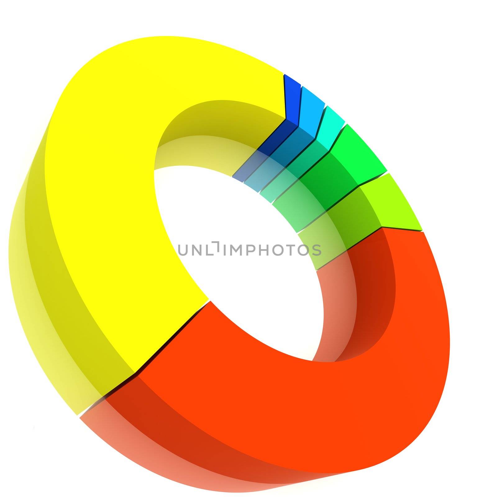 Colorful 3d pie graph isolated on white