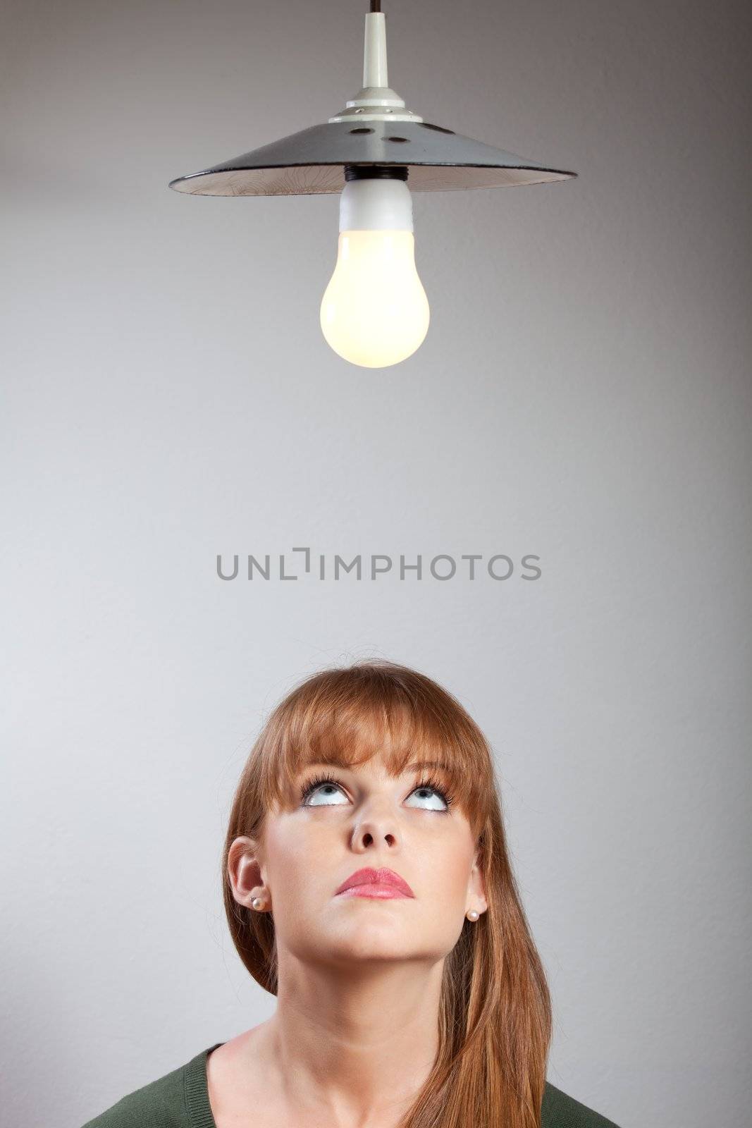 portrait of a young woman and a lamp by bernjuer