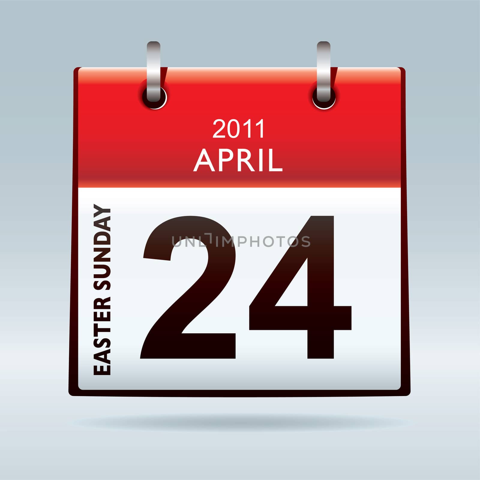 Easter Sunday calendar icon with red banner and blue background