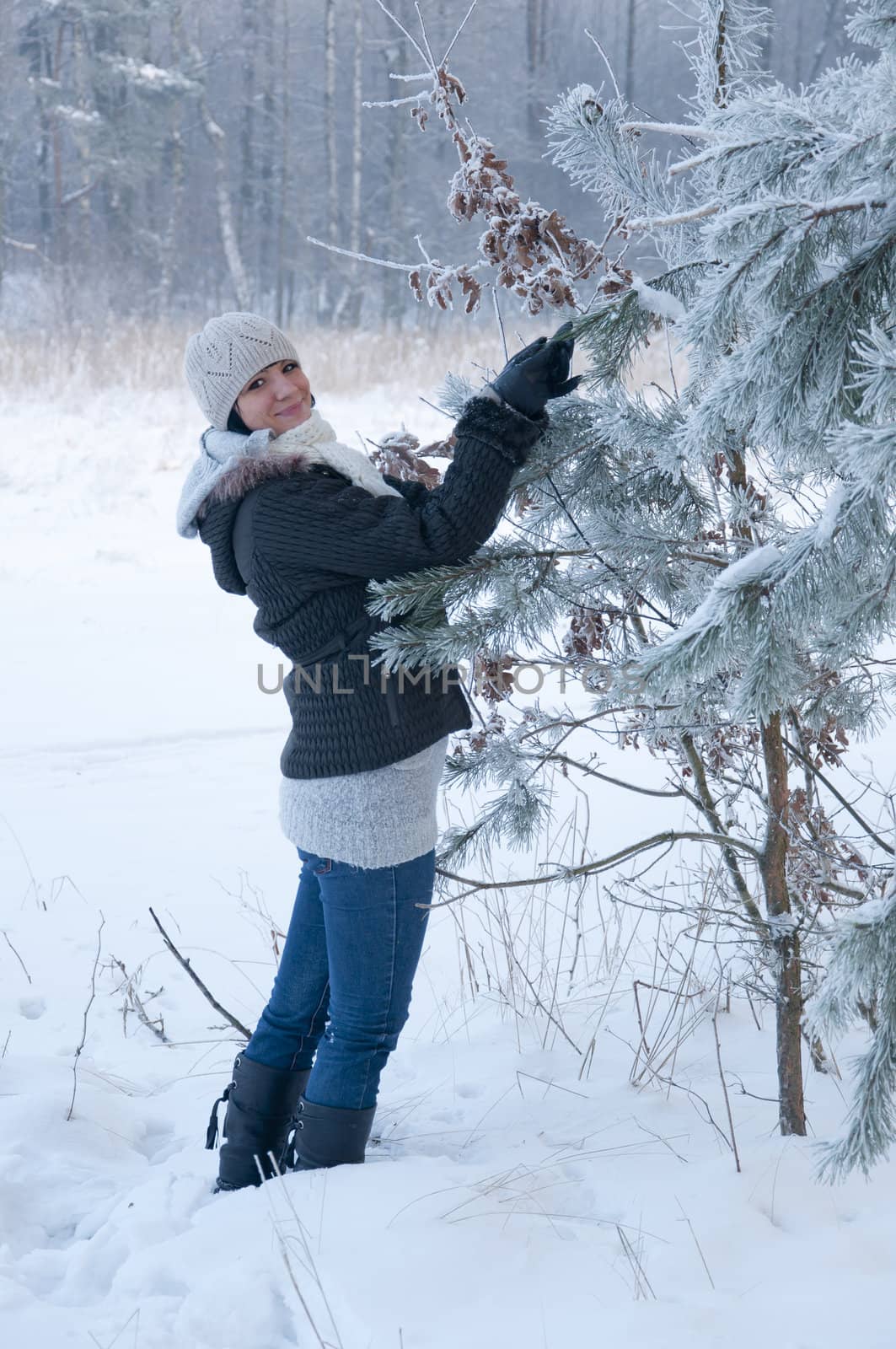 An image of girl enjoying winter walk