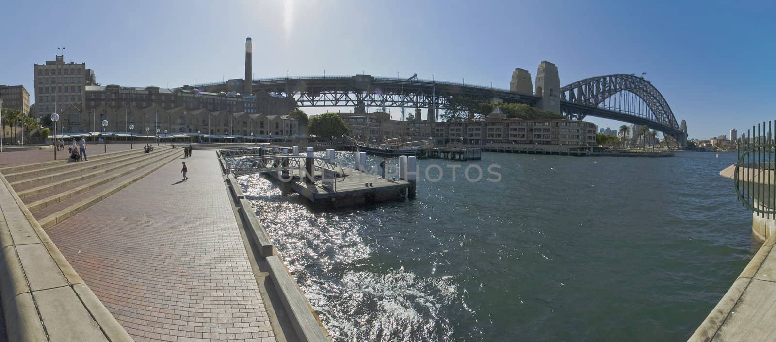 sydney panorama with harbour bridge in background, photo taken on circular quay