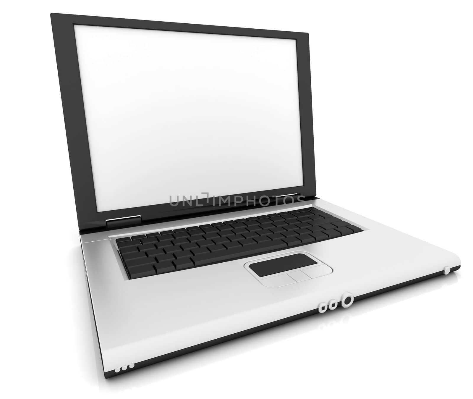 laptop on white background whith empty screen