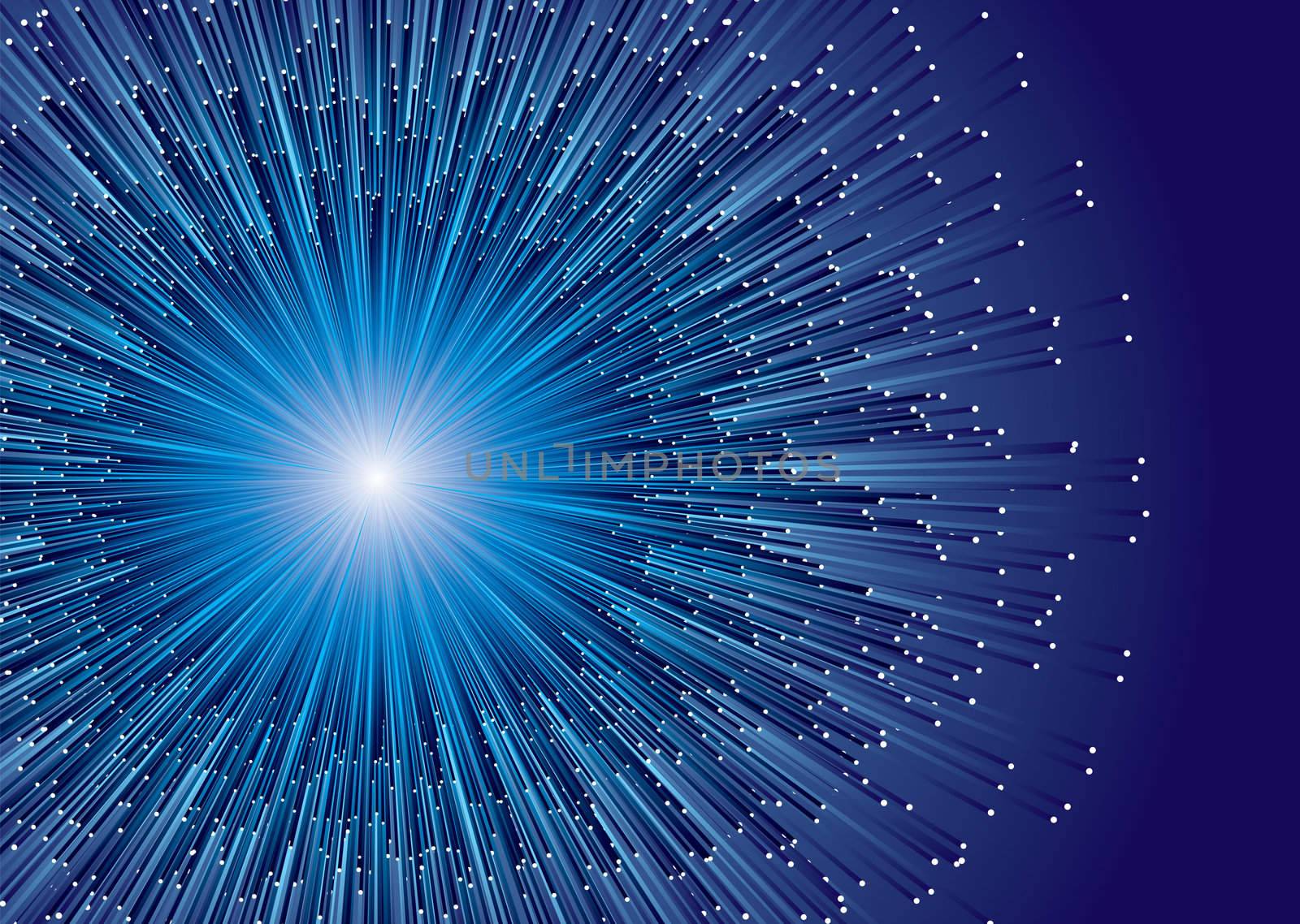 fiber optics illustrated background with an explosion of color