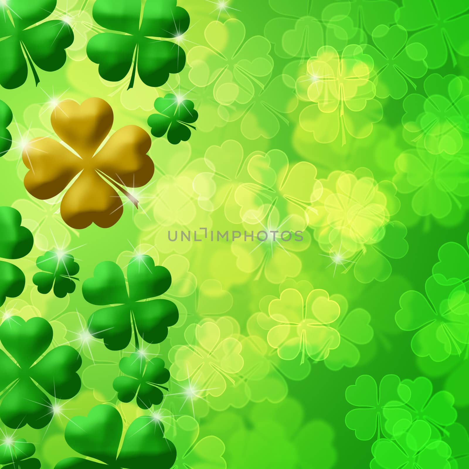 Four Leaf Clover Lucky Irish Shamrock Bokeh Background Ilustration