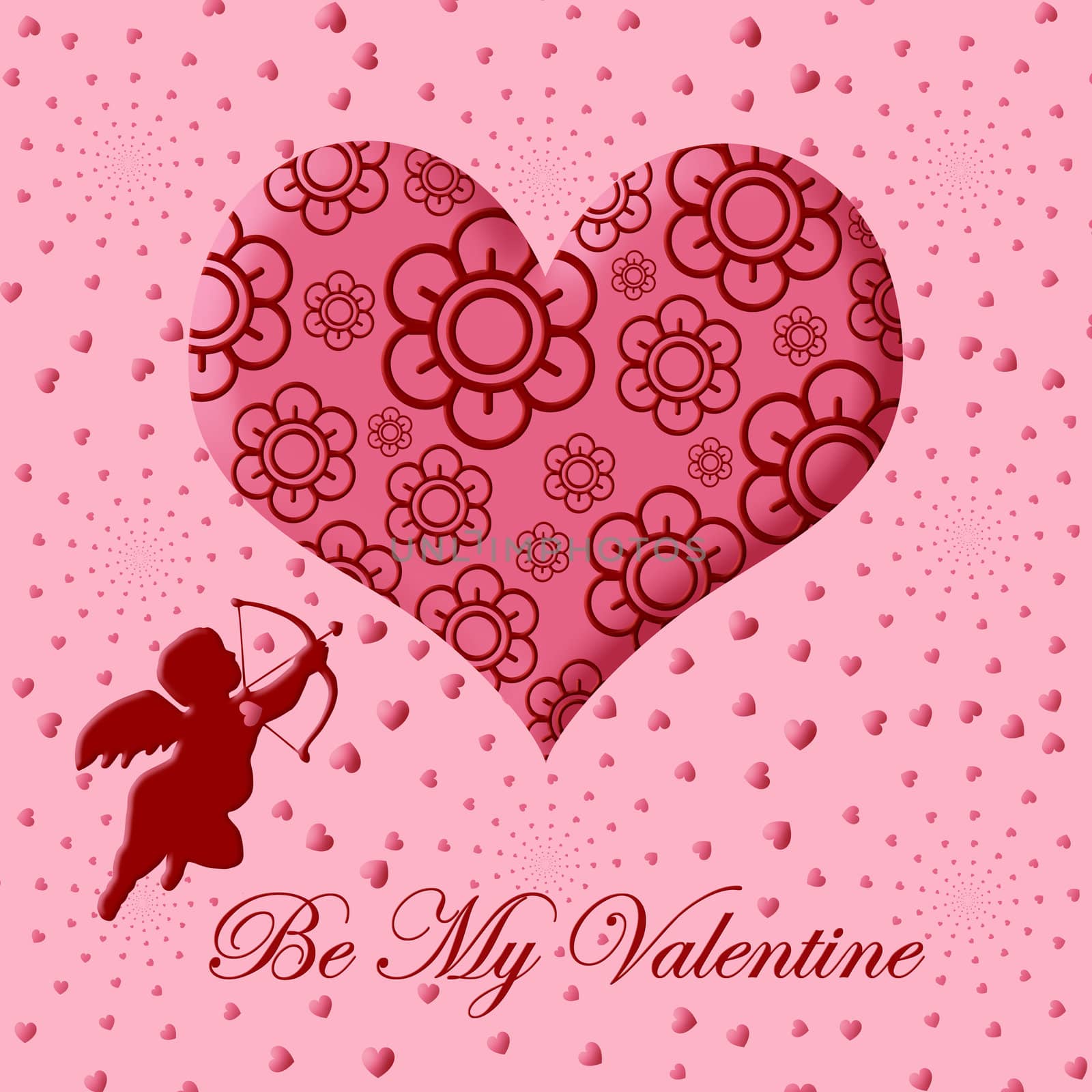 Valentine's Day Cupid with Bow and Arrow Pink Heart by Davidgn